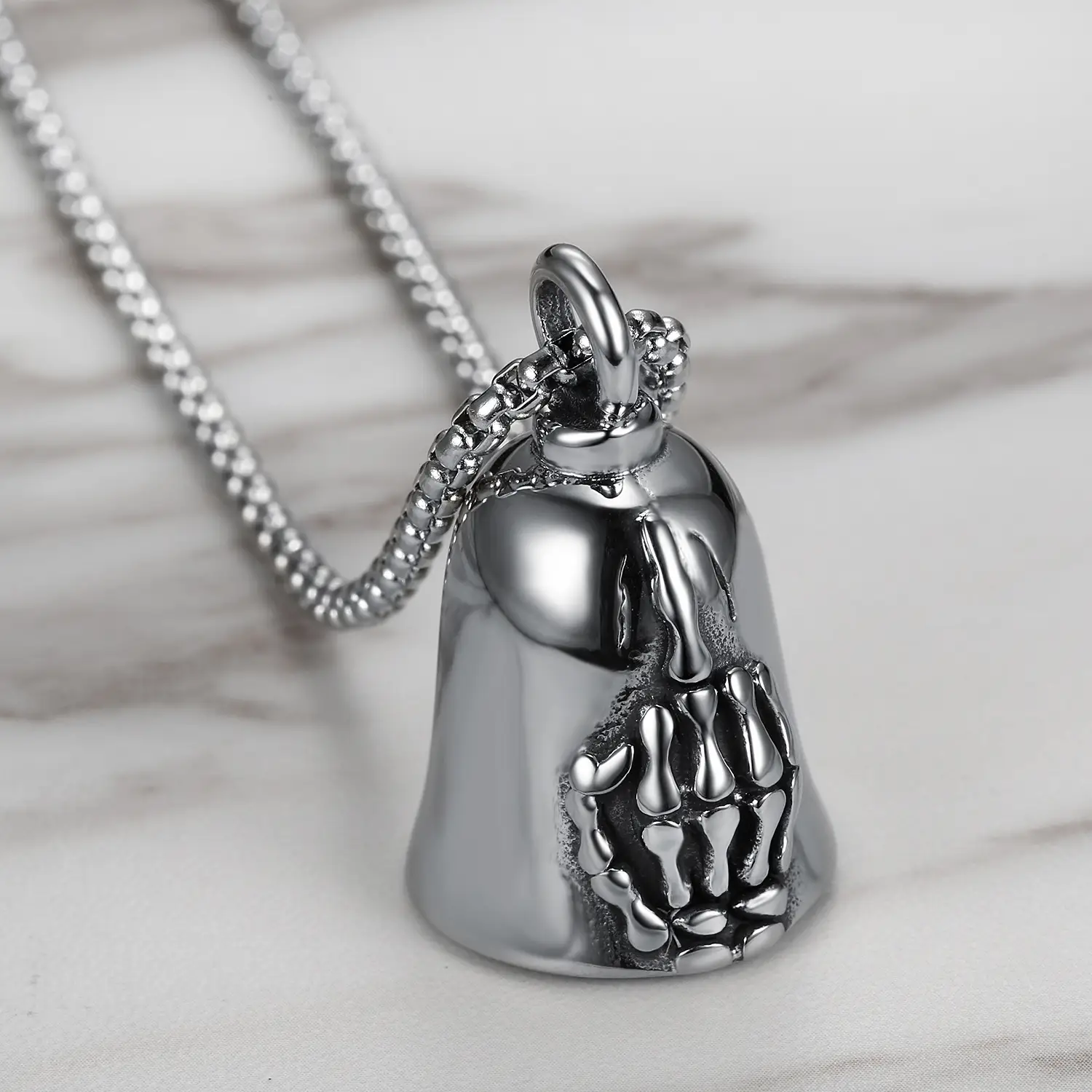 Retro Palm Middle Finger Bell Pendant Men And Women Motorcycle Skull Bell Pendant