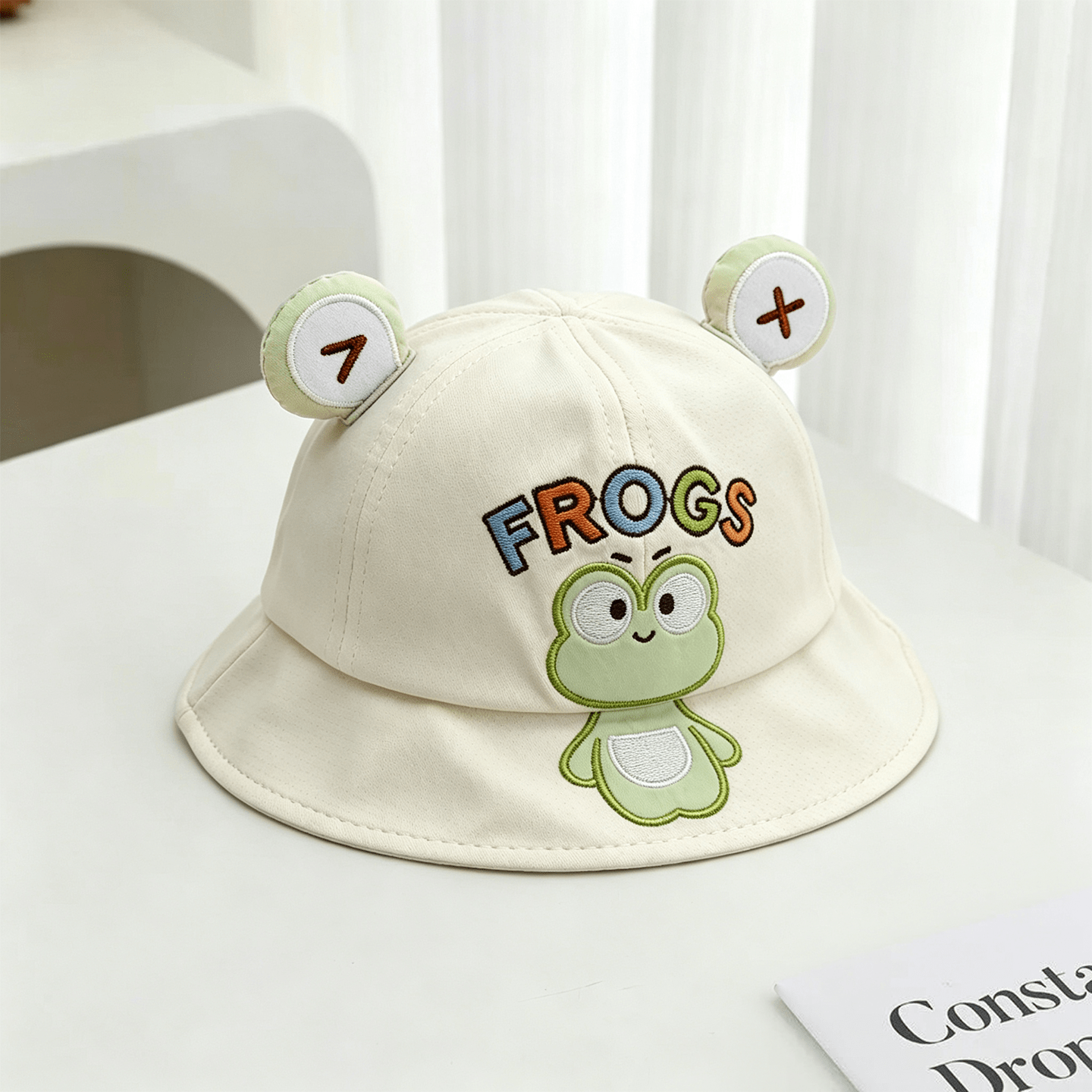 Summer Baby Style Three-dimensional Frog Ear Patch Embroidery Letter Foldable Cute And Soft Baby Style Fisherman Hat For Taking Photos And Daily Use