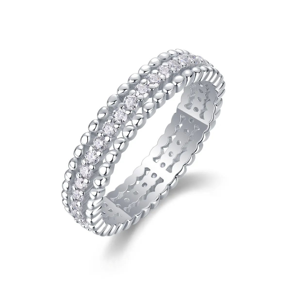 S925 Silver 2.4g Platinum Plated Moissanite Ring