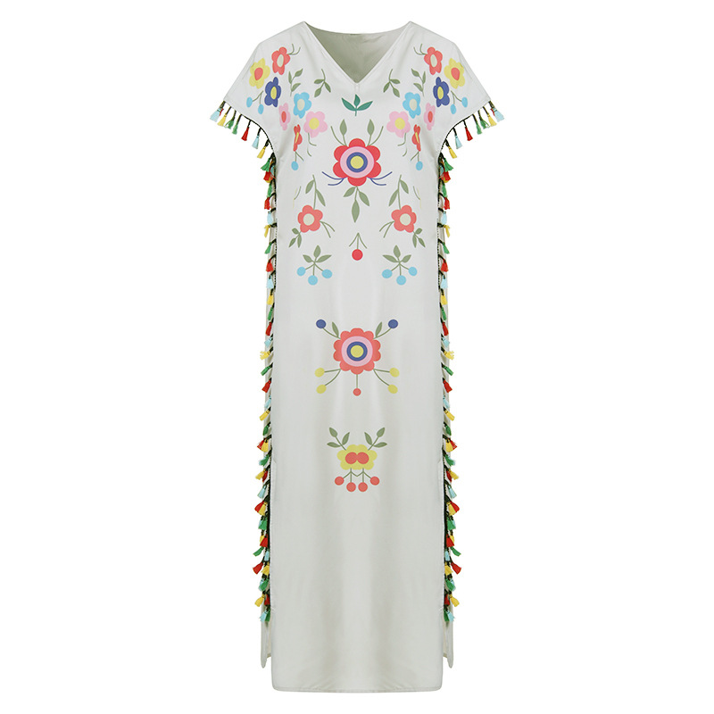Colorful Fringed Dress On Both Sides - 4
