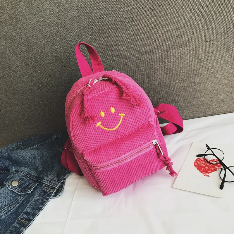 Korean Style Children's Bag Fashion All-match Smiling Face Parent-child Backpack - Rose