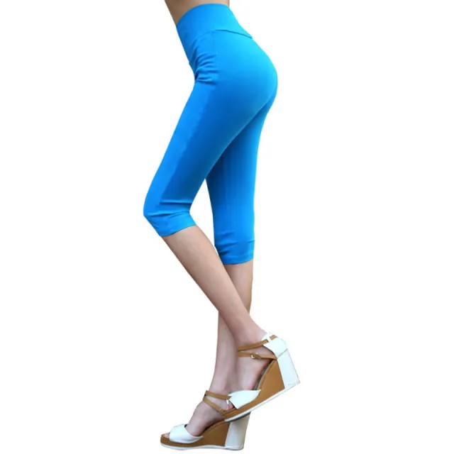 Plus Size Candy Color Cropped Slim leg Pants Blue - Shop at LoveMi