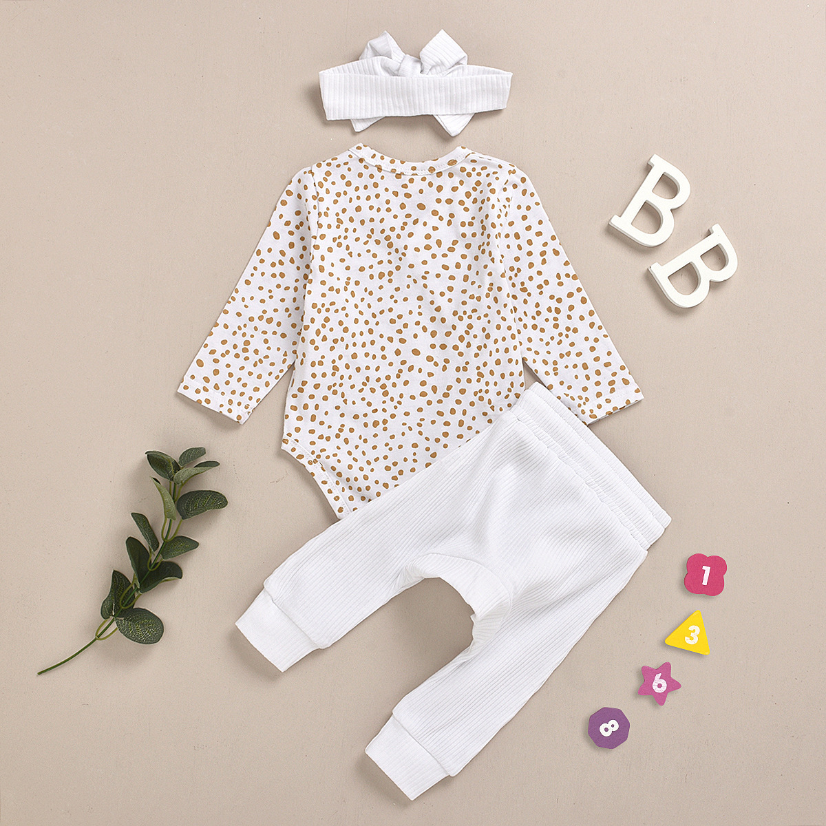 Infant And Toddler Long-sleeved Cotton Pit Strip Three Pieces Set