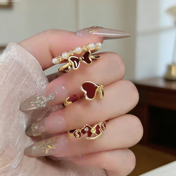 2026 Horse Year Lucky Ring For Women  Light Luxury Retro Bow Open Design  Red Zodiac Year Limited Edition