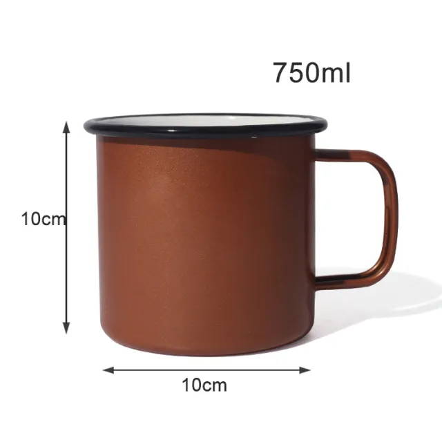 Thickened Enamelled Cup Roll Covered Enamel Cup Retro Nostalgic Coated Mug Red - Shop at LoveMi