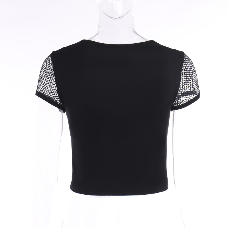 Title 9, Women Pure Black Fashion Slim Hollow Mesh Patch...