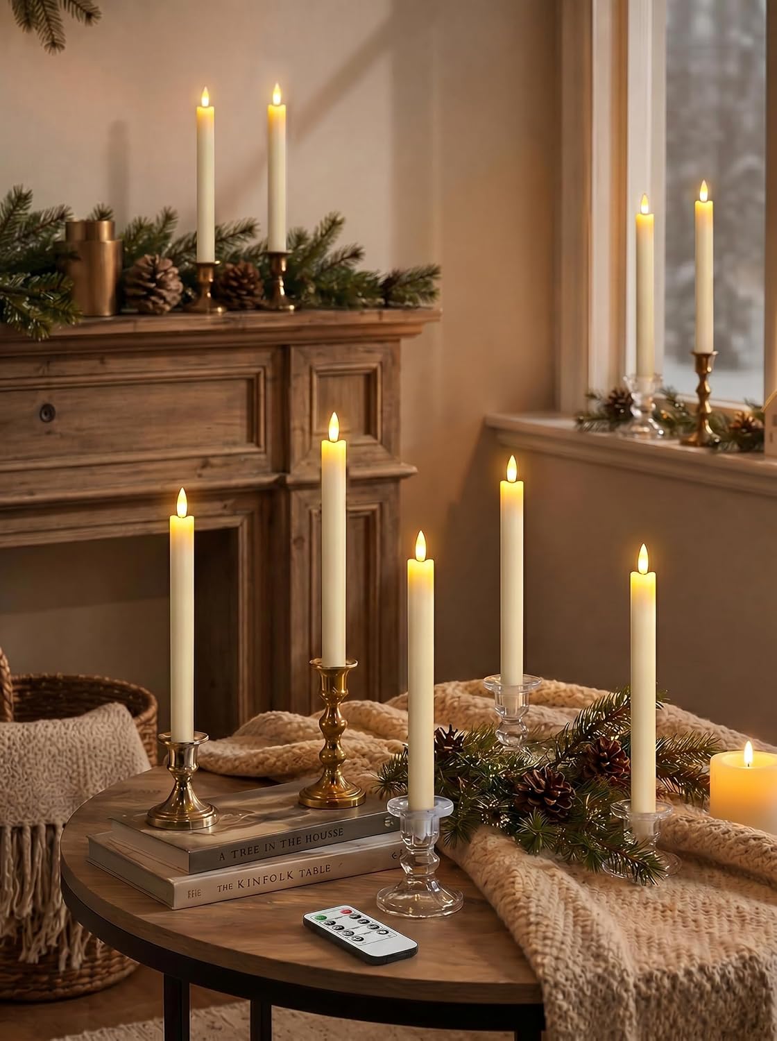 Flameless Ivory Taper Candles, Battery Operated LED Candles With Remote Control And Timer