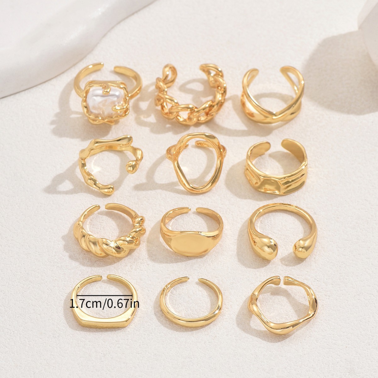 Cross-Border European American Ring Set For Women, Adjustable Open Stackable Rings, Unique Geometric Niche Design Premium Hand Jewelry 3