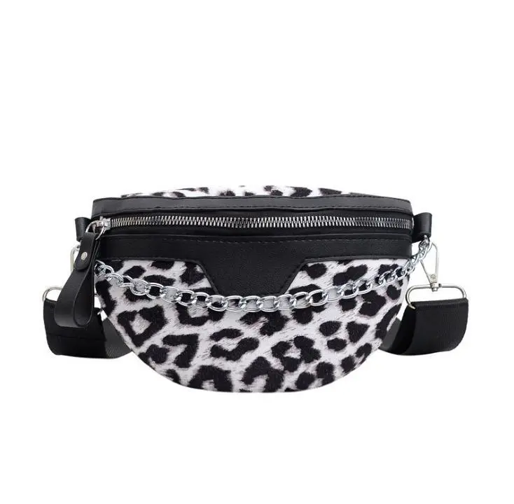 Lady Leopard Print Fanny Pack Europe And America - White