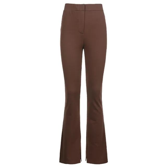 La Trousers Women's Sports And Leisure Trousers High Waist Split Slim Slimming Trousers Brown - Shop at LoveMi