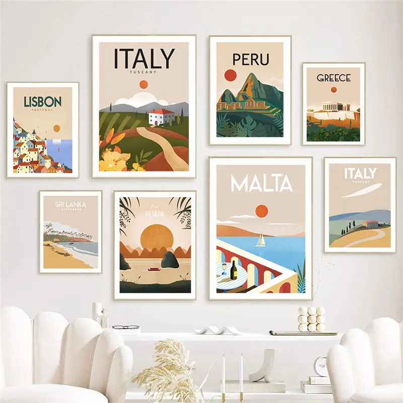 Travel City Poster Canvas Painting Art Home