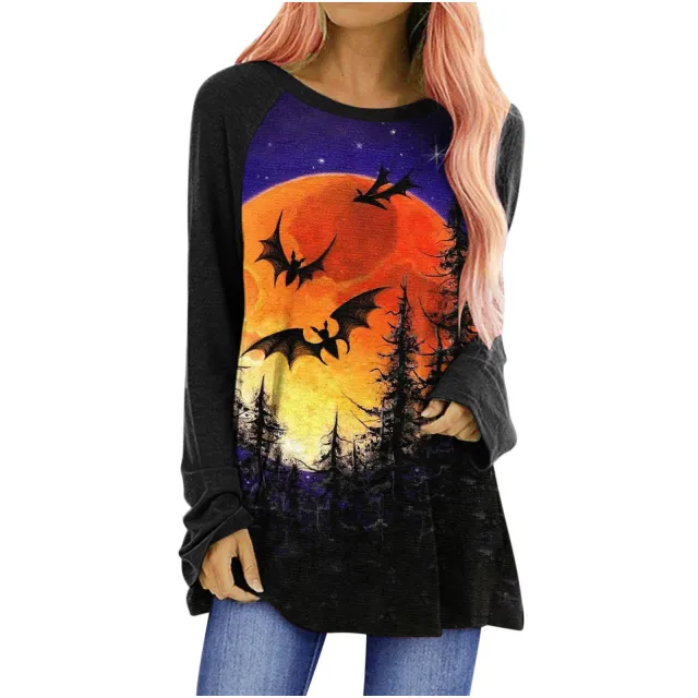 Loose Round Neck Long Sleeve T shirt For Women Fig10 L - Shop at LoveMi