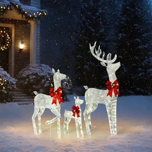 3-Piece Lighted Christmas Reindeer Family Set Outdoor Decorations, Weather Proof Sparkling Deer Family… image 10