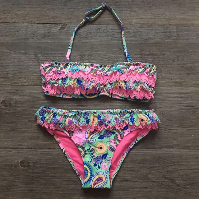 Children's Bikini Swimsuit Multilayer Ruffle Bikini Girls' Wear Pink - Shop at LoveMi