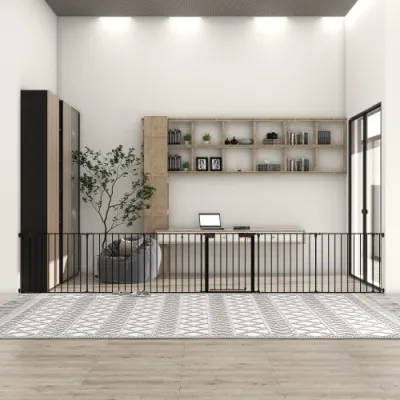150 Adjustable Safety Gate 6 Panels Play Yard Metal Doorways Fireplace Fence Christmas Tree Fence Gate For House Stairs Gate Prohibited Area Fence