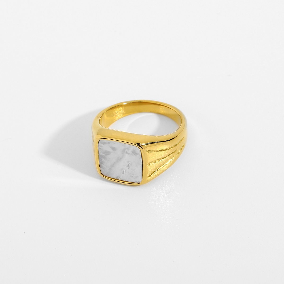 Gold-plated Stainless Steel Trendy Zircon Ring