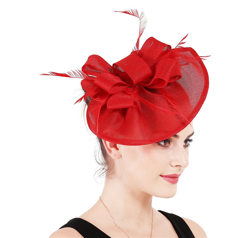 Exaggerated European And American Wind Cover Mesh Hair Accessories Fashion Bride Wedding Accessories Red - Shop at LoveMi