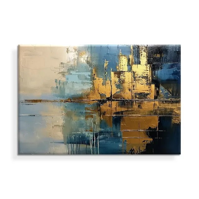 Abstract Modern Painting Decor Living Room Master Handmade Oil Paintings For Home Porch Village Blue Rough Texture Mural Artwork Without Inner Frame - Shop at LoveMi