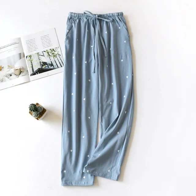 Plus Size Loose Women's Pajama Pants Home Trousers Blue Heart - Shop at LoveMi