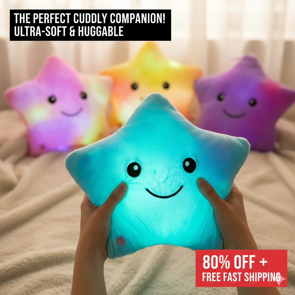34CM Colorful Luminous Five-pointed Star Pillow Plush Toy Best Decoration