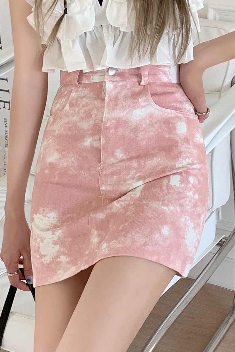 Large-sizeTie-dye Skirt High-waisted A-line Design Temperament