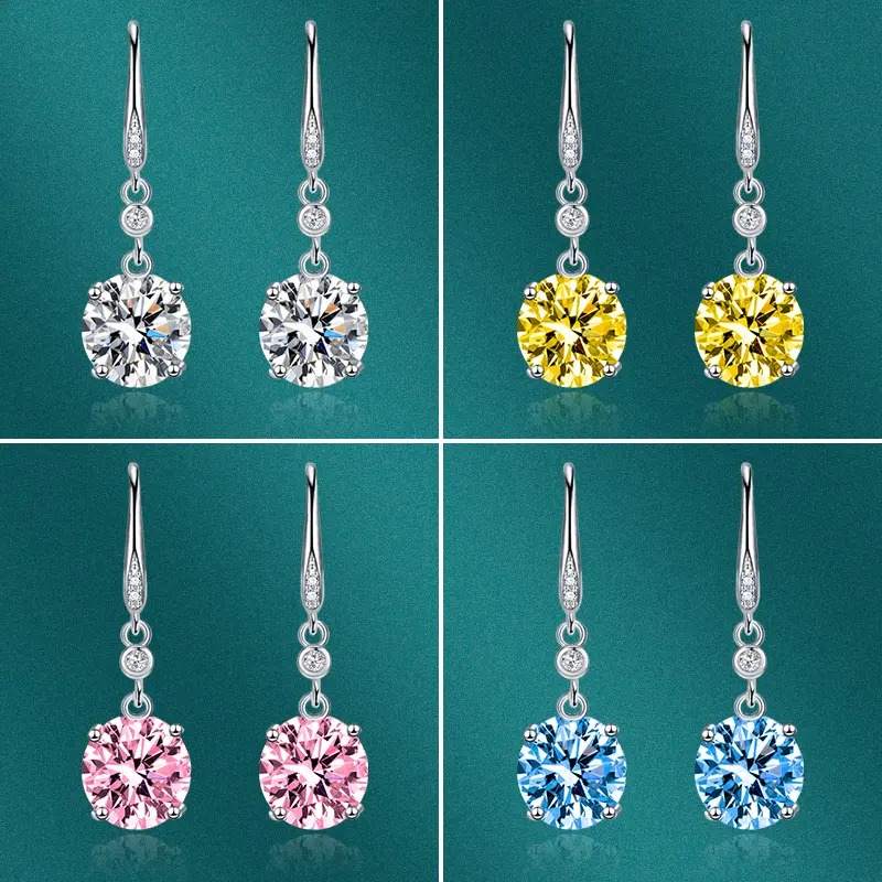 Round Single Diamond Ear Hook Luxury Yellow
