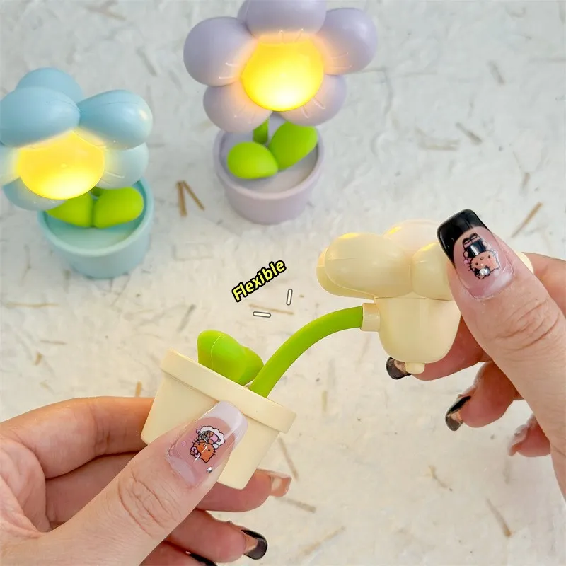 Mini Flower Small Night Lamp Cute Atmosphere Bedside Creative Home Decor Bedroom Ambient Lights – image 4