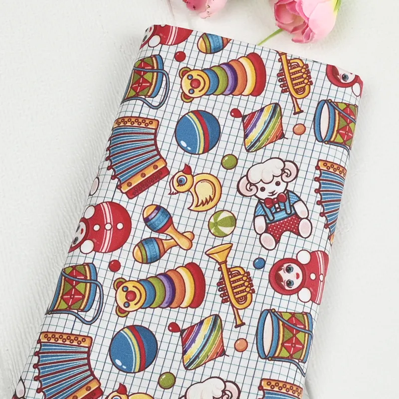 Plain Cotton Fabric Retro Nostalgic Toy Printing