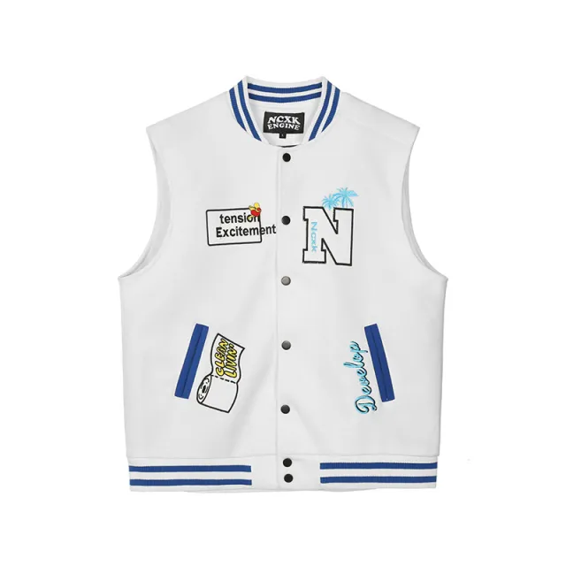 Men's And Women's All match Embroidered Vest American Couple Jacket White - Shop at LoveMi