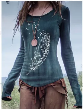 Fashion V Neck Print Loose Long Sleeve T Shirt F S - Shop at LoveMi
