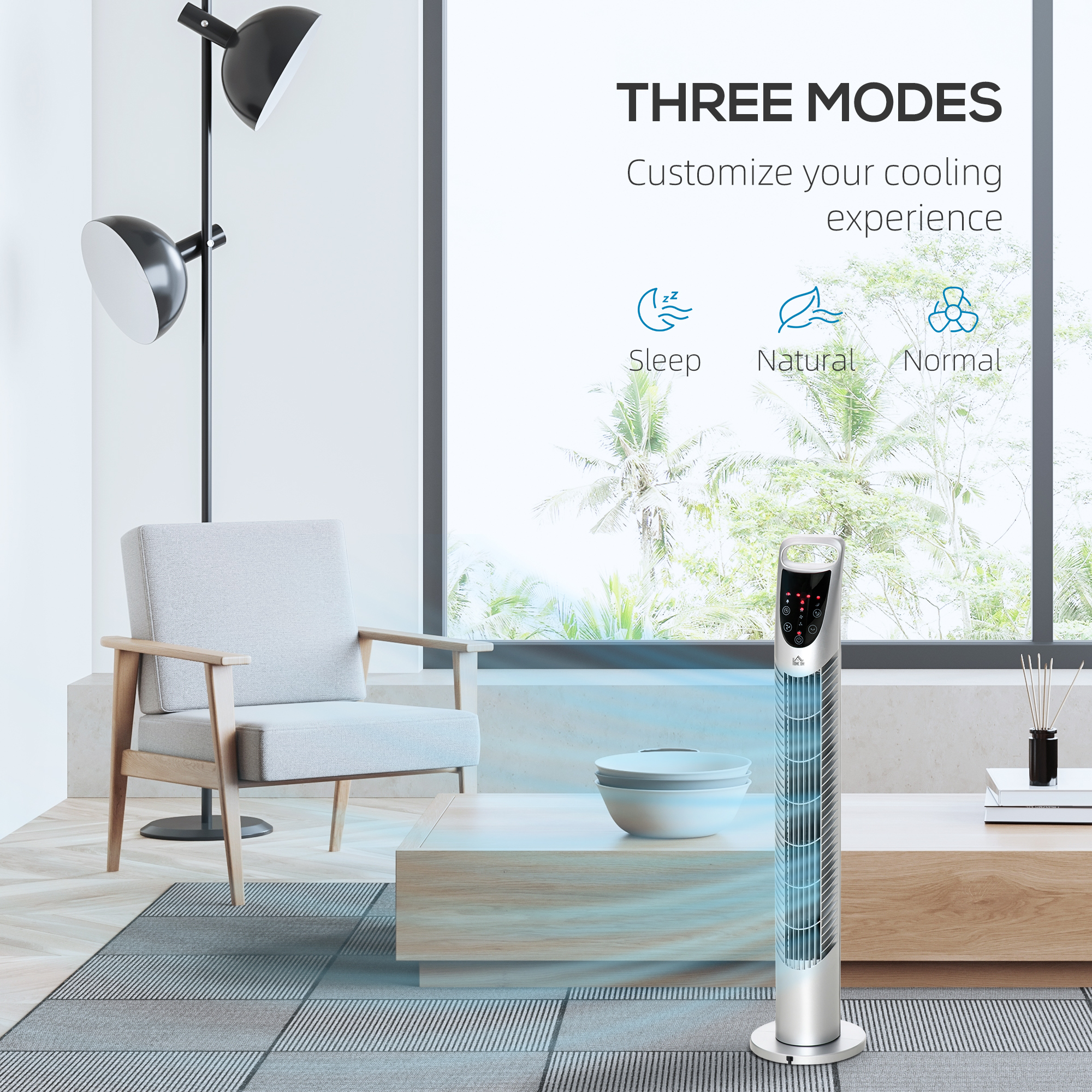 31 Oscillating Tower Fan With Remote Control, 7.5H Timer, 3 Speed 3 Modes, Electric Floor Standing Cooling Fan For Home Bedroom Office, Silver This Product Is Prohibited From Sale On Amazon.