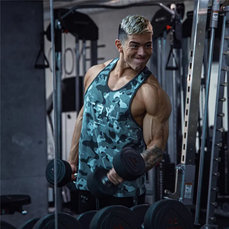 Men's Sports Splicing Leisure Training Breathable Stretch Leisure Sleeveless Racerback