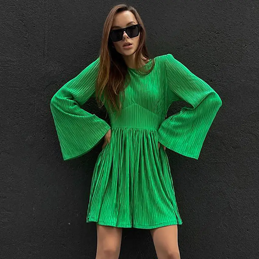 Fashion Pleated Sexy Dress A-line Skirt