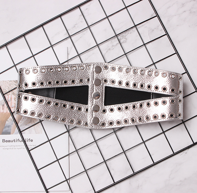 Title 1, Flowing Eye Rivet Elastic Elastic Waistband Fem...