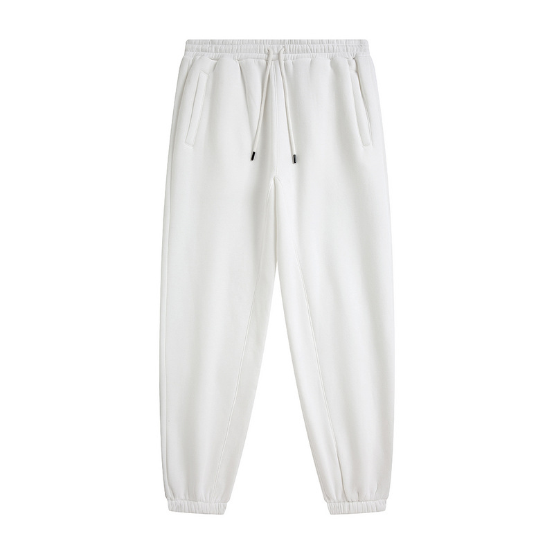 Plus Fleece Clean Color Pinched Foot Drawstring Sweatpants