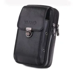 Horizontal And Vertical Leather Belt Mobile Phone Bag - Black - View 1