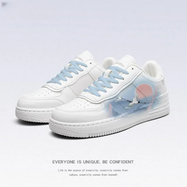 Ancient Style White Crane Board National Style Cute Wild White Shoes White - Shop at LoveMi
