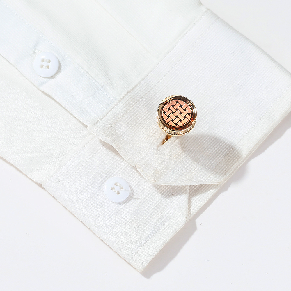 Title 7, Stylish Round Gold Shirt Cufflink