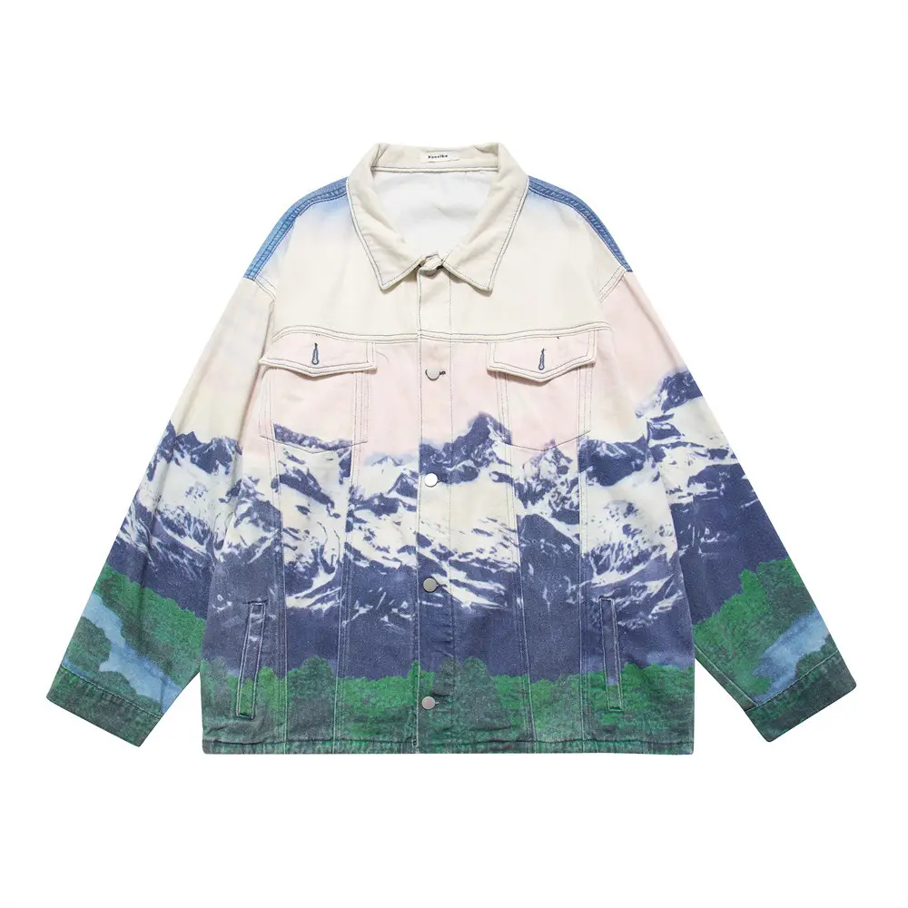 Men's Loose Casual Full Print Landscape Snow