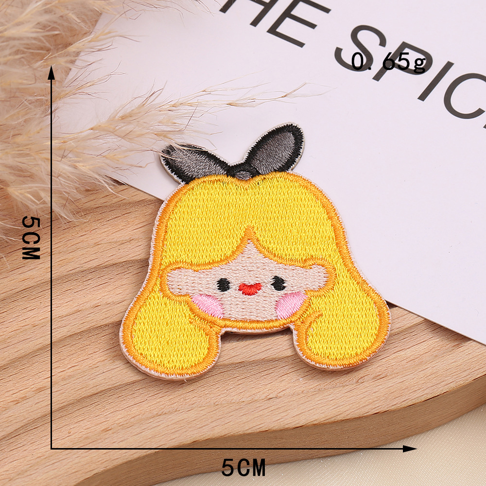 Title 5, Cartoon Girl Head Portrait Embroidery Badge Sel...