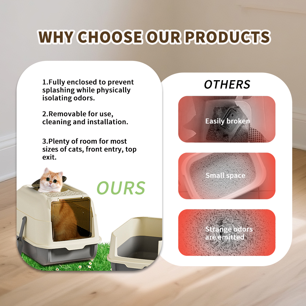 51cm Large Fully Enclosed Top Entry Cat Litter Box, Front Flip Door Dual Opening, Anti-Splashing Anti-Tracking Odor Locking Cat Toilet With Free Scoop & Deodorant Pack