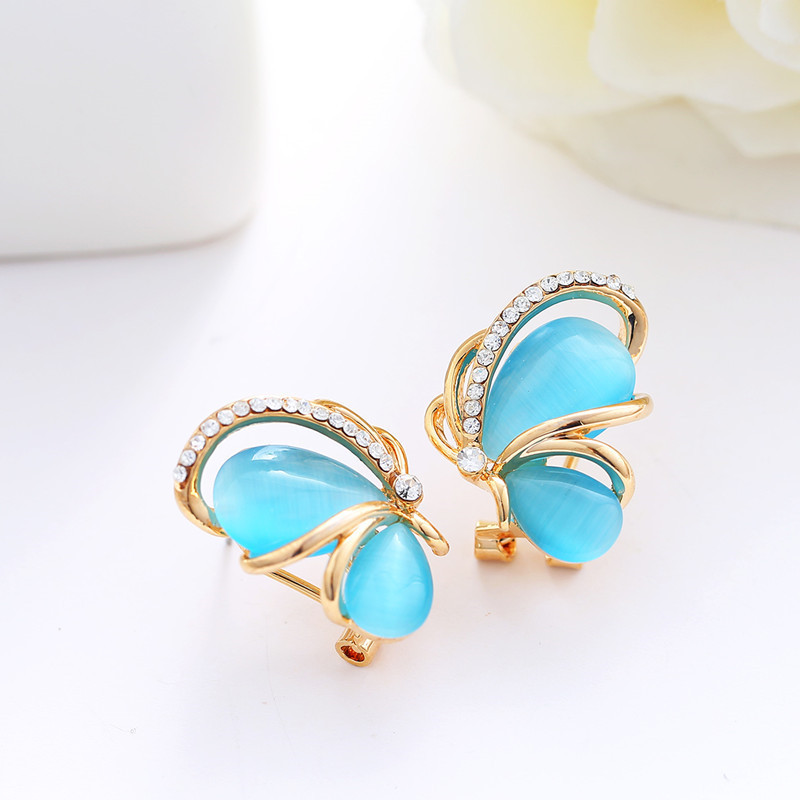 Diamond Earrings Temperament Cute Butterfly Bright Cat