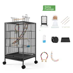 Parrot Xuanfeng Bird Cage With Feeder Toy Grass Nest Breeding Box - Black Swing Package - View 1