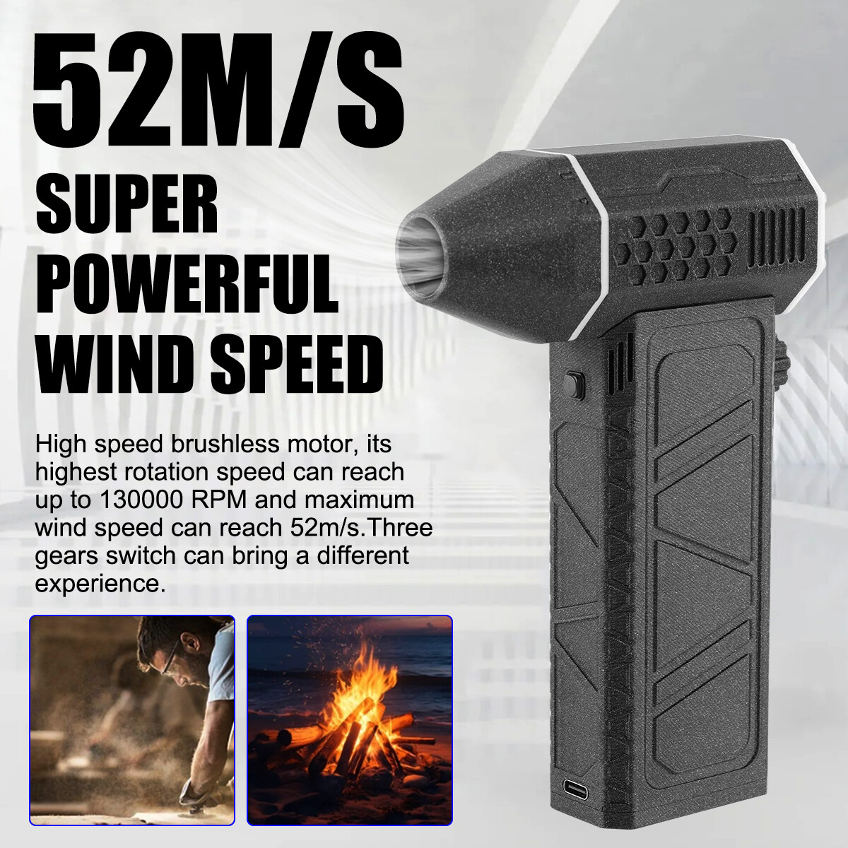 13 0000RPM 52m-s Mini Jet Turbo Fan Electric Air Blower Duster Cleaner W-battery — image 9