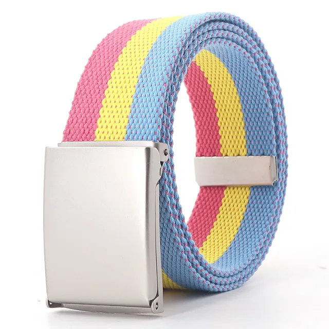 Casual Ethnic Canvas Jeans Belt Teens Tricolor Stripes - Shop at LoveMi