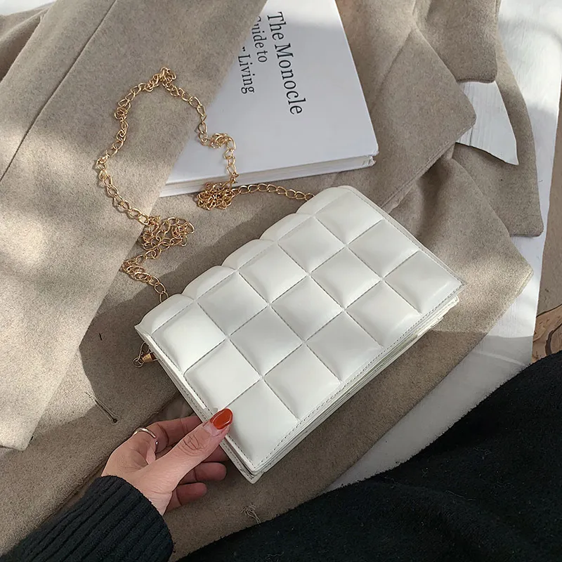 Chain Portable Small Bag Trendy Niche Design Shoulder Bag Female Bag Texture Messenger Bag - White
