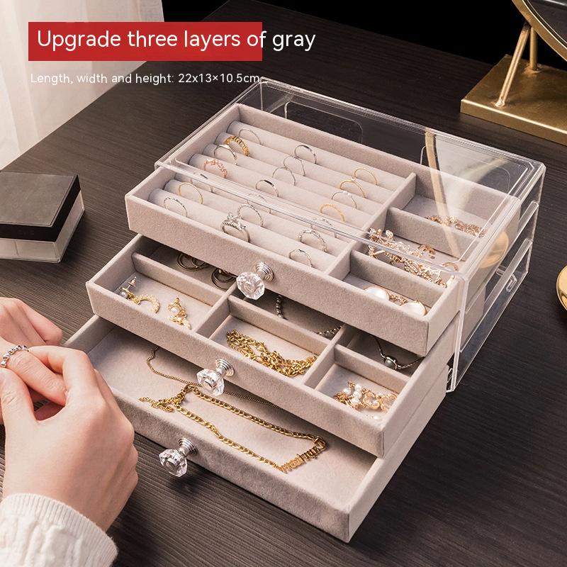 Title 2, Jewelry Flannel Acrylic Storage Box Anti-oxidation