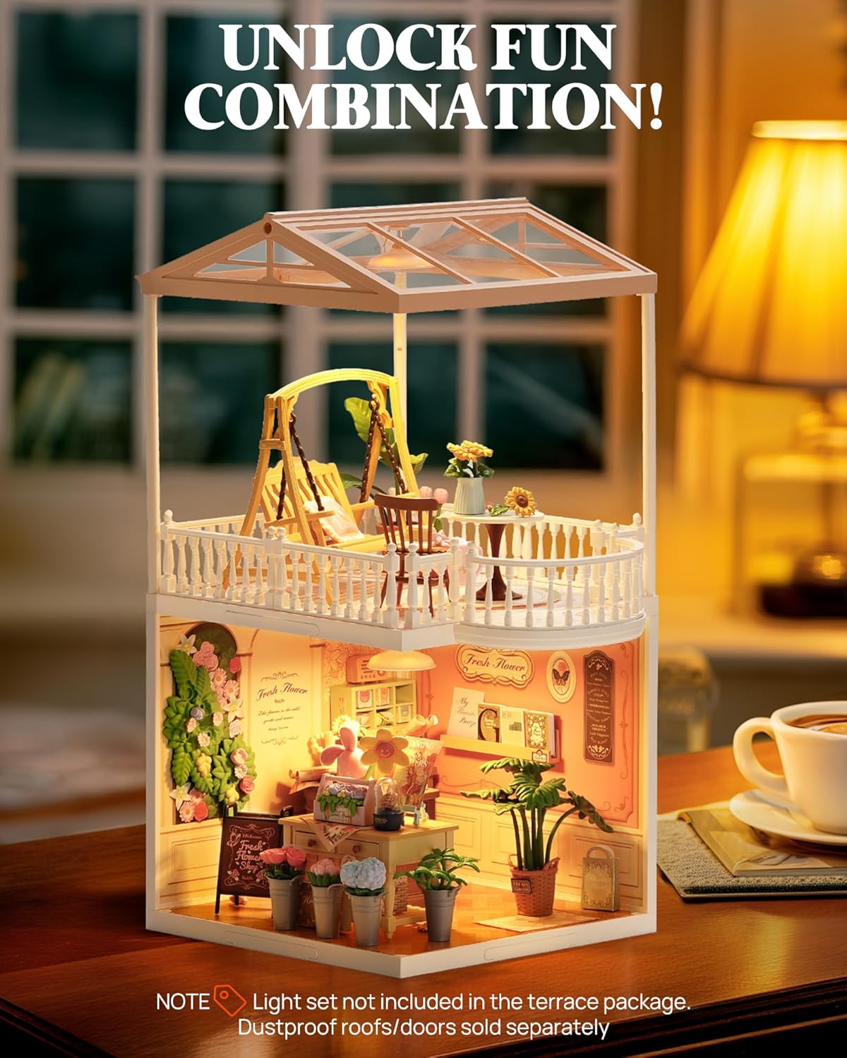 Rolife Super Creator Series Roof, Dust Proof Door, For Mini House DIY Kits, Dustproof Design, Compatible With Multiple Themes