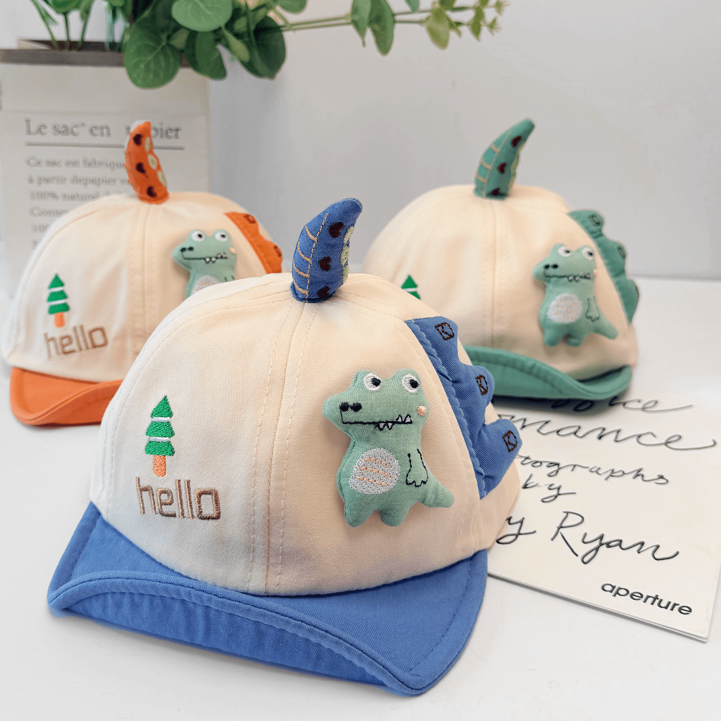 Three Dimensional Cartoon Baby Dinosaur Soft Cap With Brim And Earflaps Summer Autumn Lightweight Style Fashionable