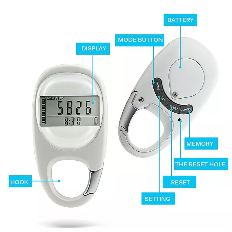 Pedometer 3D Walking Portable Sports Step Counter With Carabiner Clip — image 6